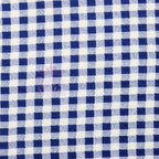 Navy Gingham Check Viscose Elastane Fabric