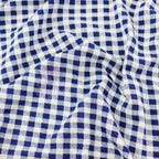 Navy Gingham Check Viscose Elastane Fabric