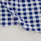 Navy Gingham Check Viscose Elastane Fabric