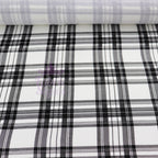 Tartan Plaid Black Viscose Elastane Fabric