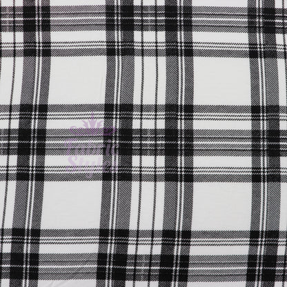 Tartan Plaid Black Viscose Elastane Fabric
