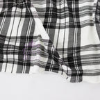 Tartan Plaid Black Viscose Elastane Fabric
