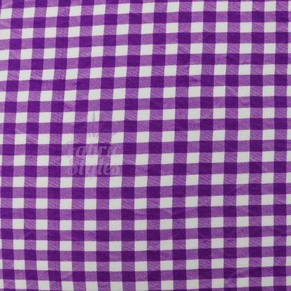 Purple Gingham Check Viscose Elastane Fabric