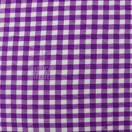Purple Gingham Check Viscose Elastane Fabric