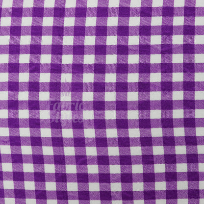 Purple Gingham Check Viscose Elastane Fabric