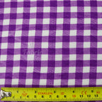 Purple Gingham Check Viscose Elastane Fabric