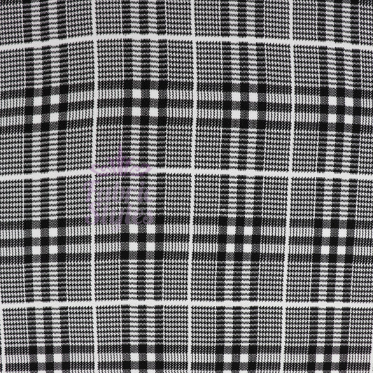 Tartan Plaid Black Viscose Elastane Fabric