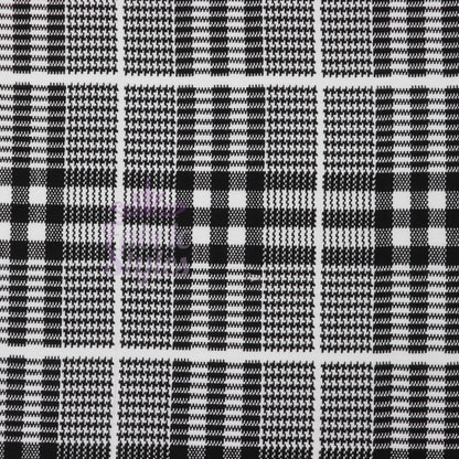 Tartan Plaid Black Viscose Elastane Fabric