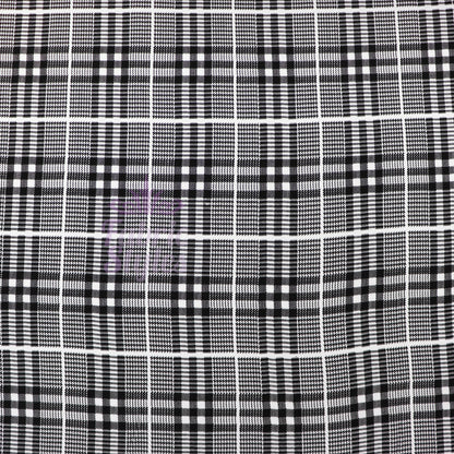 Tartan Plaid Black Viscose Elastane Fabric