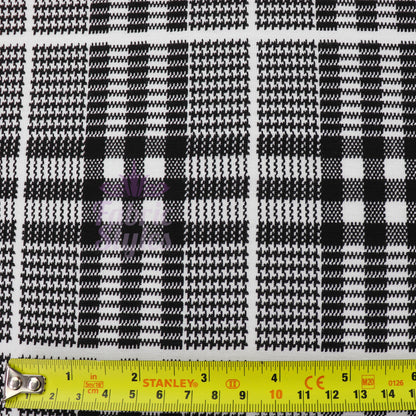 Tartan Plaid Black Viscose Elastane Fabric