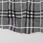 Tartan Plaid Black Viscose Elastane Fabric