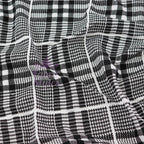 Tartan Plaid Black Viscose Elastane Fabric