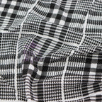 Tartan Plaid Black Viscose Elastane Fabric