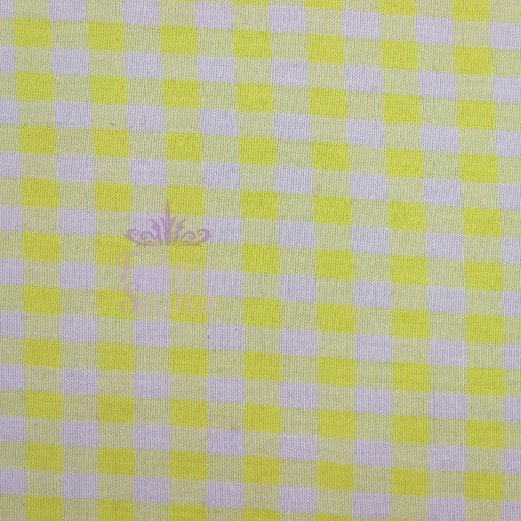 Yellow Gingham Check Viscose Elastane Fabric