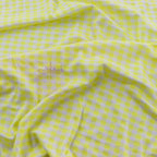 Yellow Gingham Check Viscose Elastane Fabric