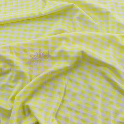 Yellow Gingham Check Viscose Elastane Fabric