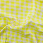 Yellow Gingham Check Viscose Elastane Fabric