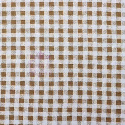 Light Taupe Gingham Check Viscose Elastane Fabric
