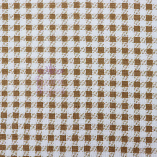 Light Taupe Gingham Check Viscose Elastane Fabric