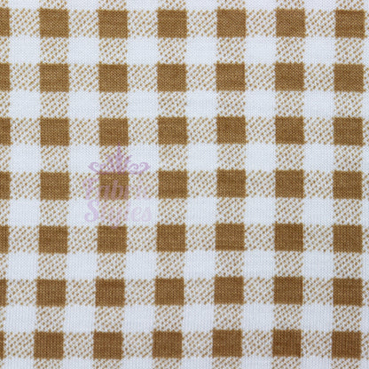 Light Taupe Gingham Check Viscose Elastane Fabric