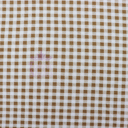 Light Taupe Gingham Check Viscose Elastane Fabric