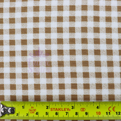 Light Taupe Gingham Check Viscose Elastane Fabric