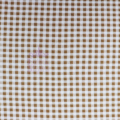 Light Taupe Gingham Check Viscose Elastane Fabric