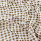 Light Taupe Gingham Check Viscose Elastane Fabric