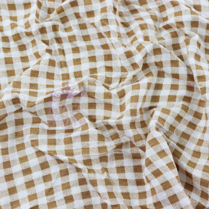 Light Taupe Gingham Check Viscose Elastane Fabric