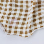 Light Taupe Gingham Check Viscose Elastane Fabric