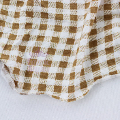 Light Taupe Gingham Check Viscose Elastane Fabric