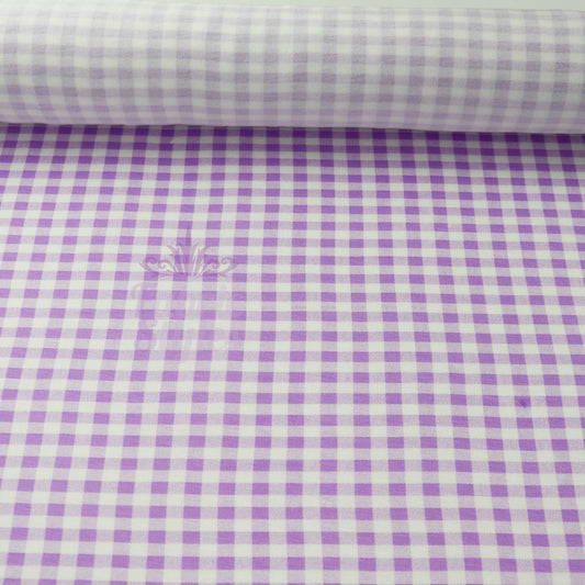 Lilac Gingham Check Viscose Elastane Fabric