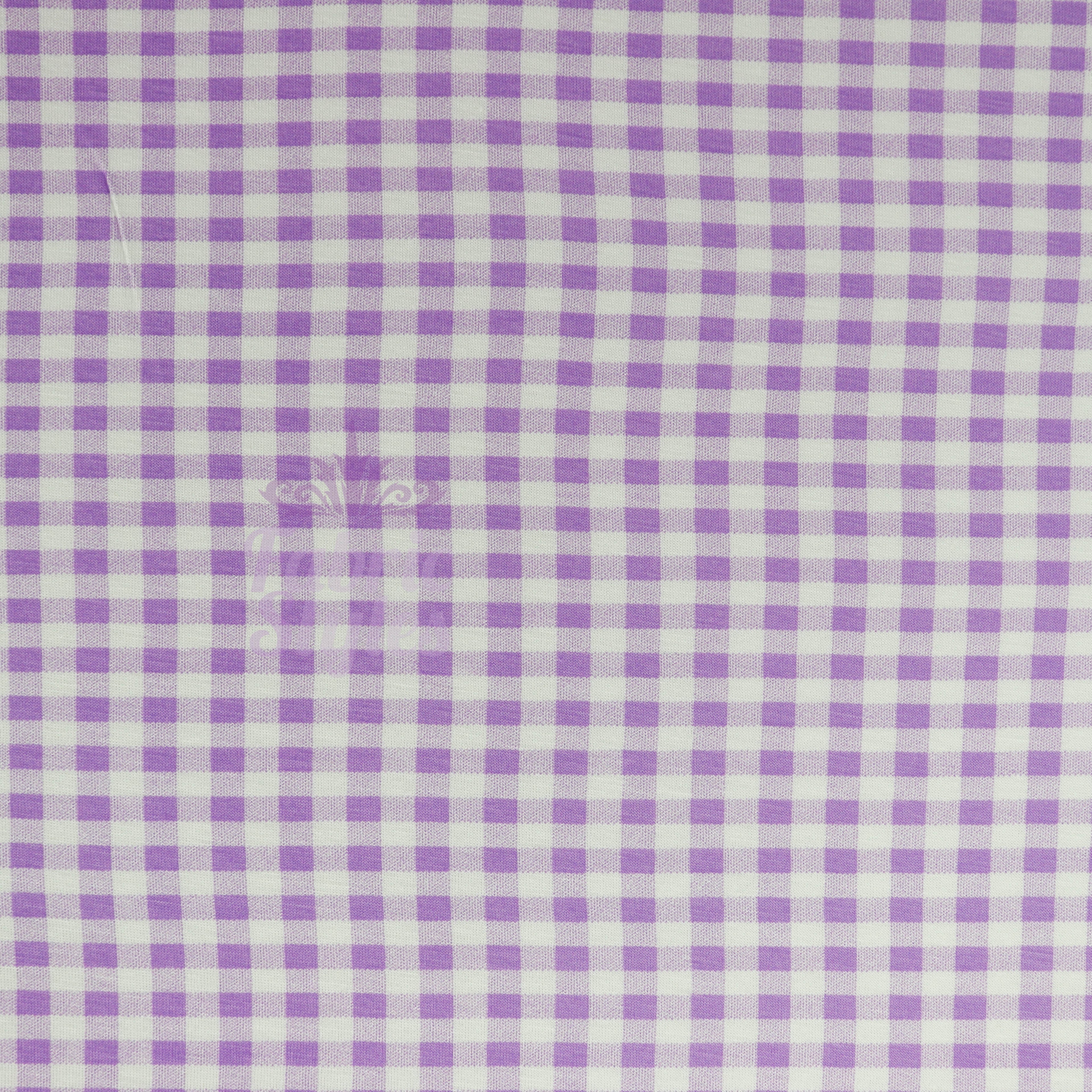 Lilac Gingham Check Viscose Elastane Fabric