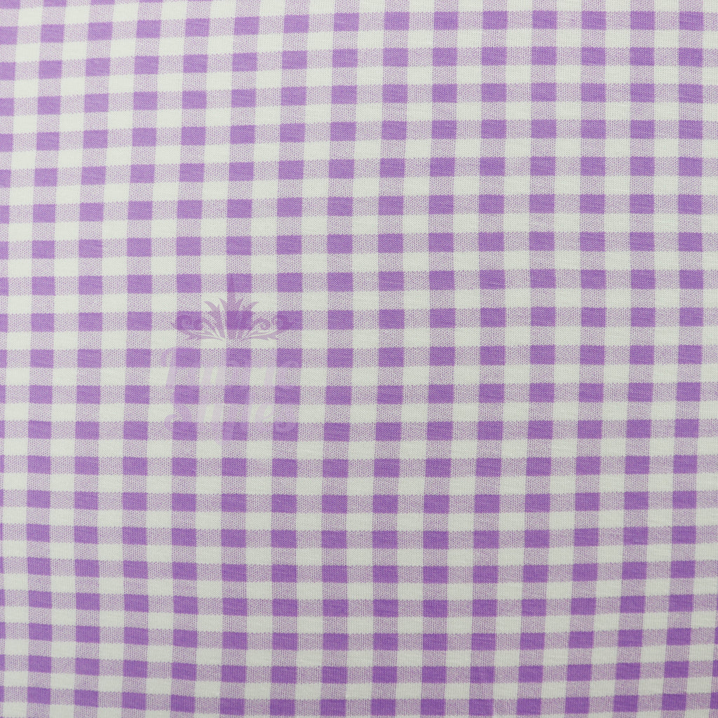 Lilac Gingham Check Viscose Elastane Fabric