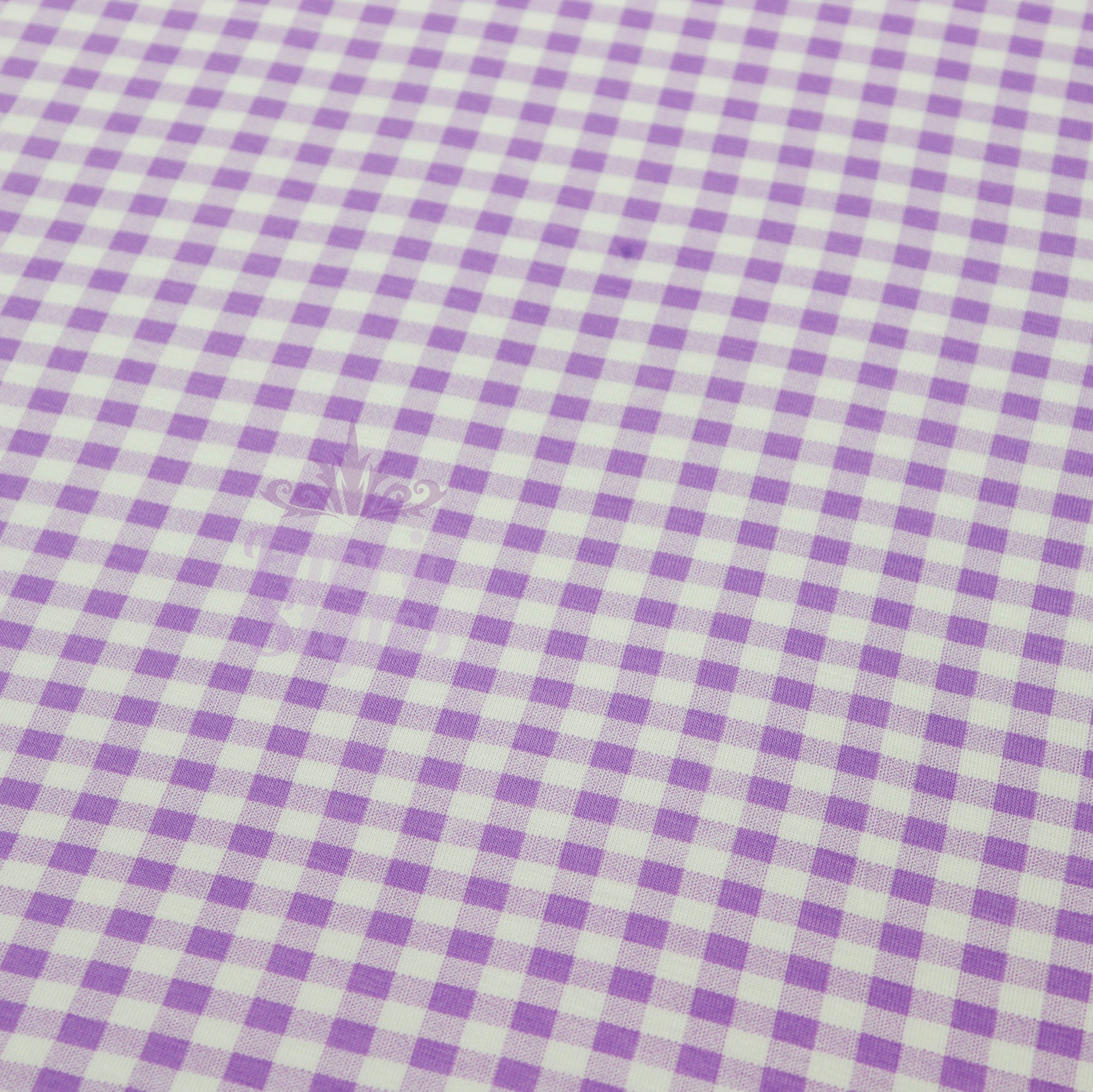 Lilac Gingham Check Viscose Elastane Fabric