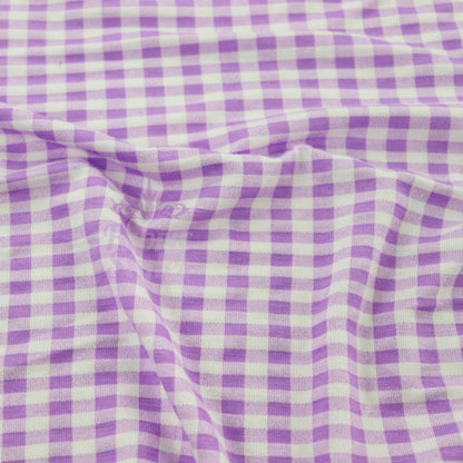 Lilac Gingham Check Viscose Elastane Fabric