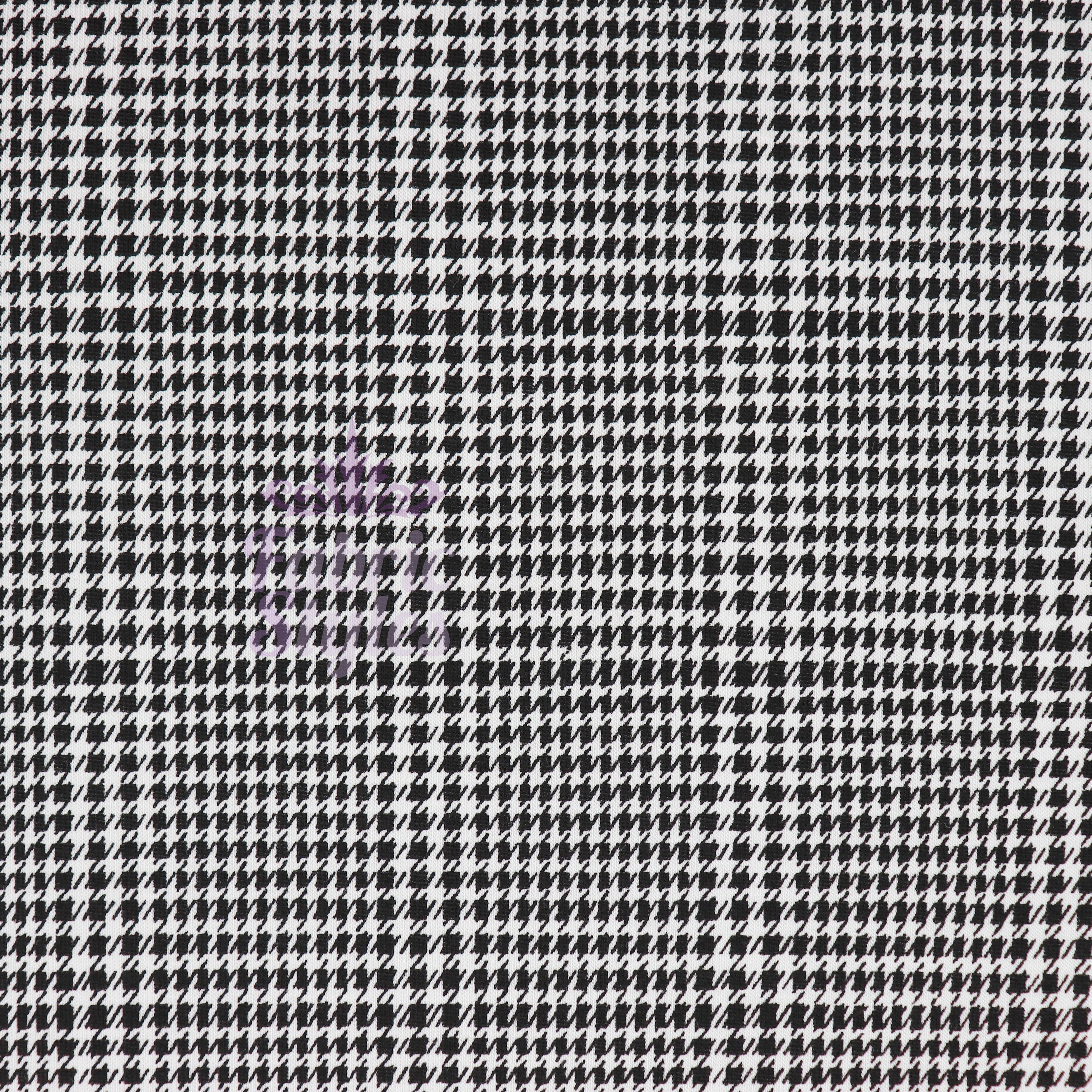 Black Dogtooth Plaid Viscose Elastane Fabric