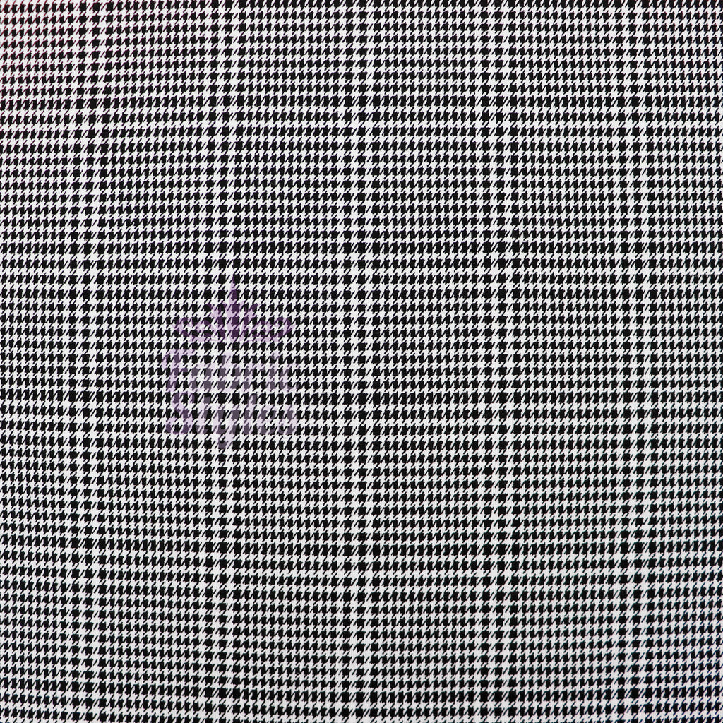 Black Dogtooth Plaid Viscose Elastane Fabric