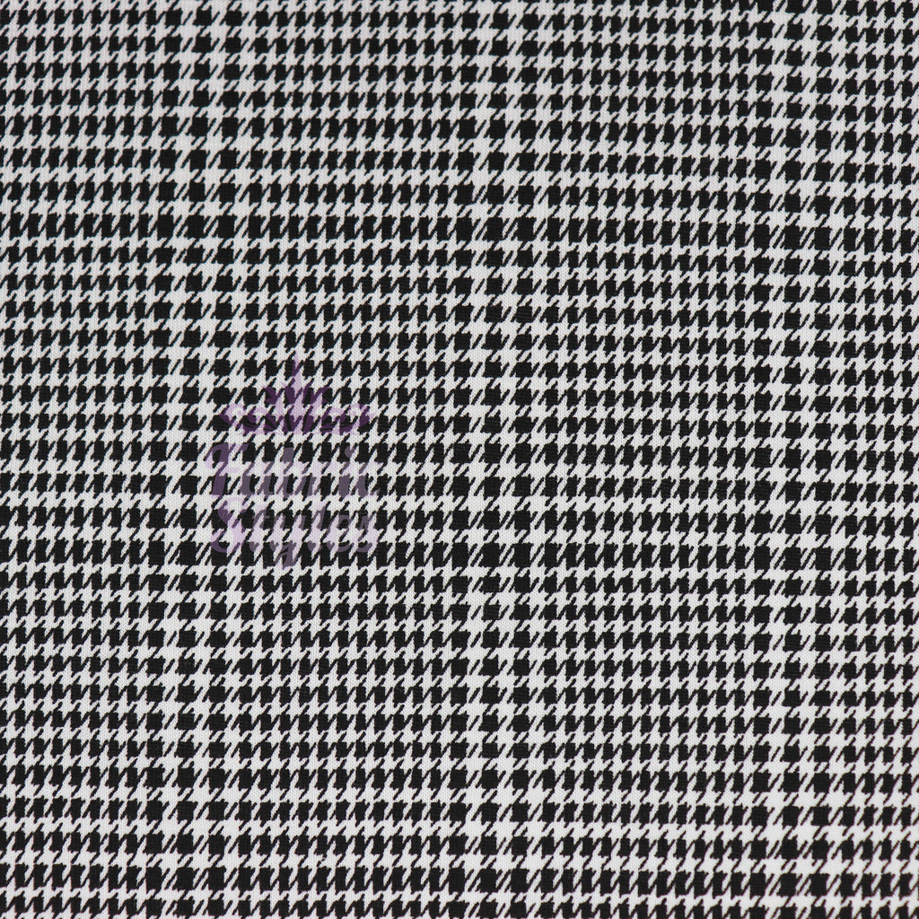Black Dogtooth Plaid Viscose Elastane Fabric
