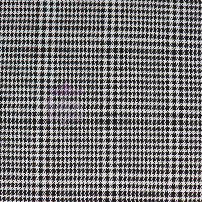 Black Dogtooth Plaid Viscose Elastane Fabric