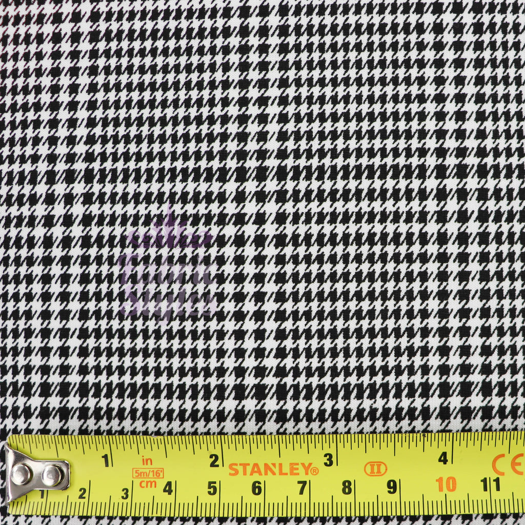 Black Dogtooth Plaid Viscose Elastane Fabric