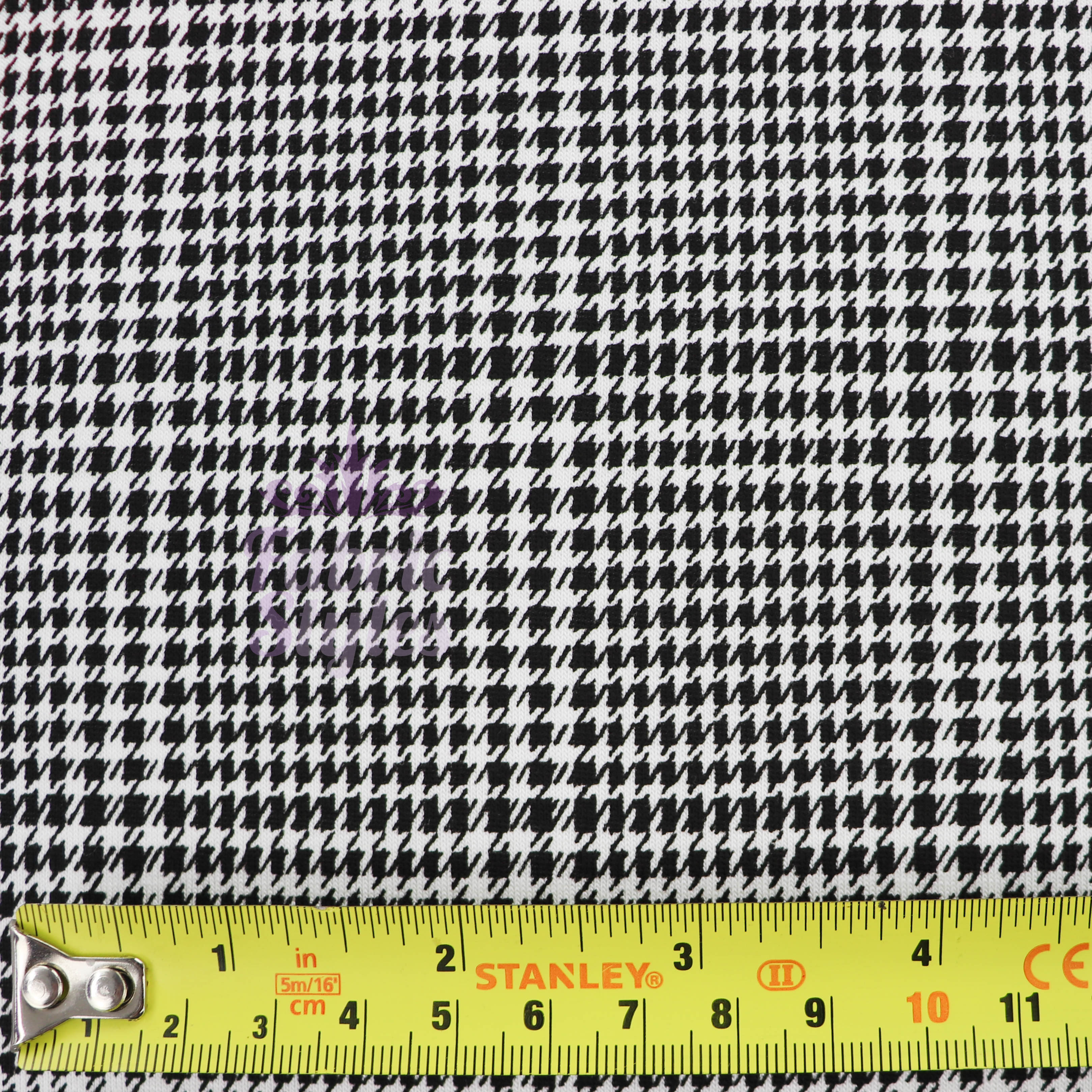 Black Dogtooth Plaid Viscose Elastane Fabric