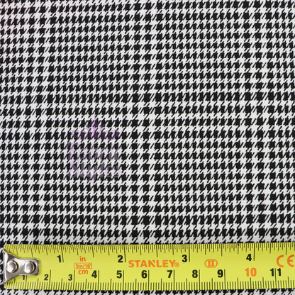 Black Dogtooth Plaid Viscose Elastane Fabric