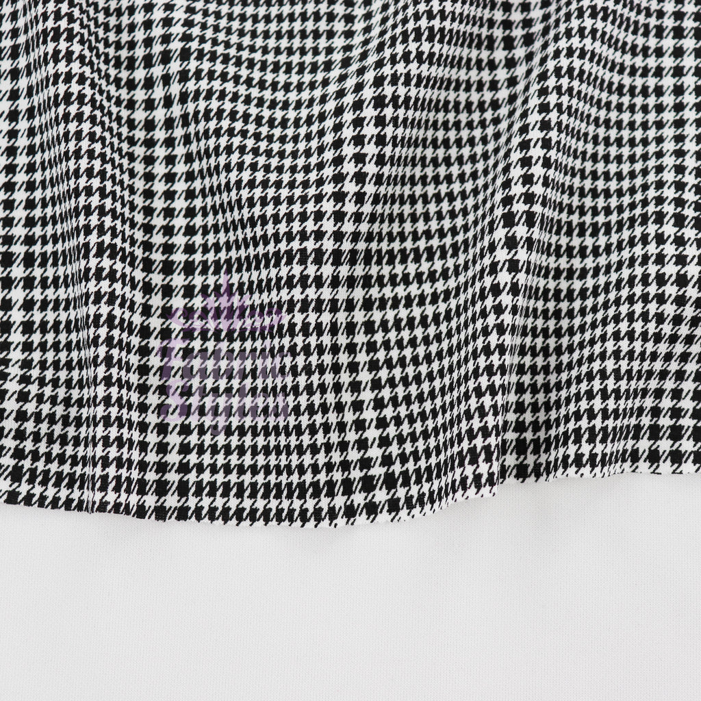Black Dogtooth Plaid Viscose Elastane Fabric