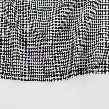 Black Dogtooth Plaid Viscose Elastane Fabric