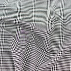 Black Dogtooth Plaid Viscose Elastane Fabric