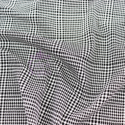 Black Dogtooth Plaid Viscose Elastane Fabric