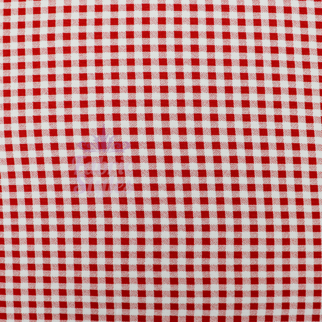 Burnt Orange Gingham Check Viscose Elastane Fabric