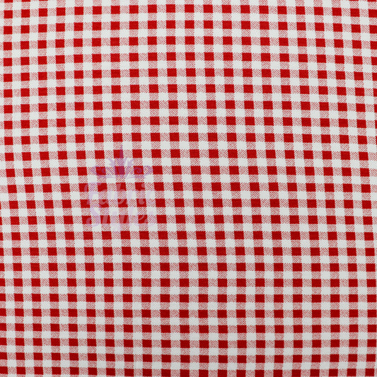 Burnt Orange Gingham Check Viscose Elastane Fabric