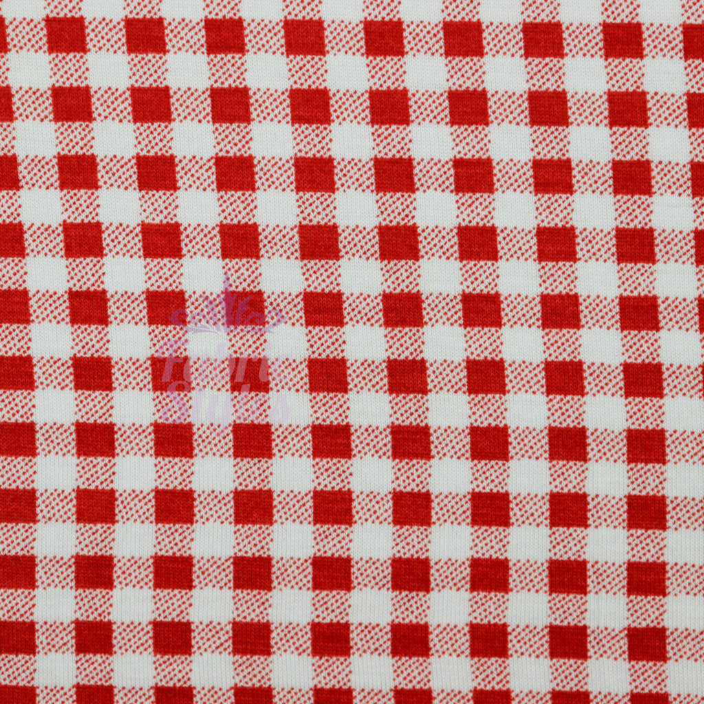 Burnt Orange Gingham Check Viscose Elastane Fabric